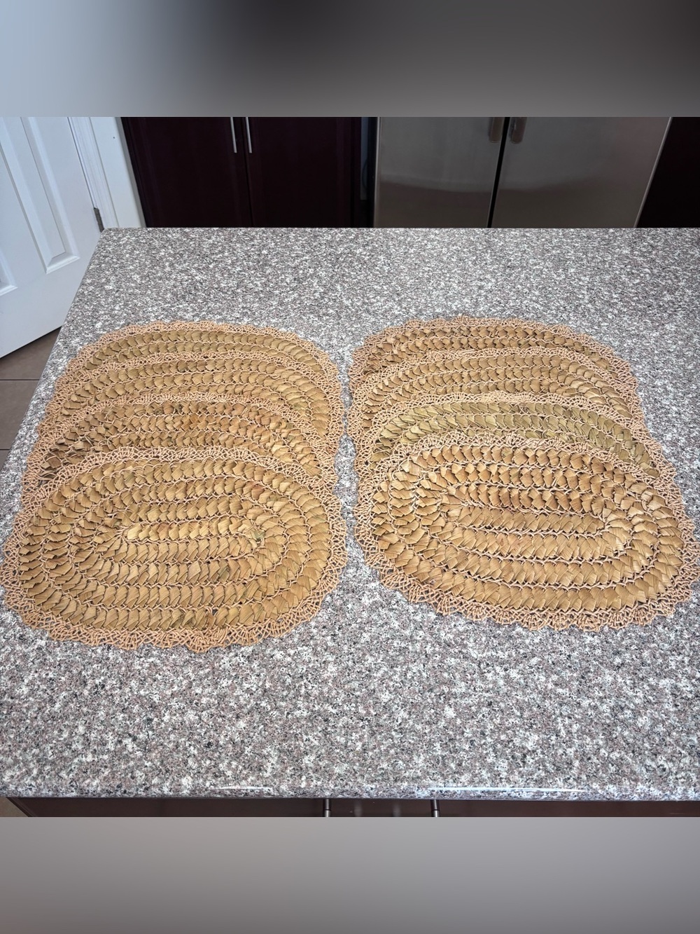 Vtg Set of 8 Handmade Italy Woven Placemats~Hallie St. Mary~Chipwood Paper Rope